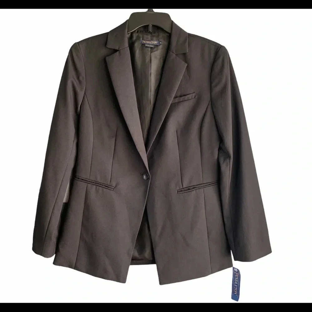 COPY - Pendleton 100% Virgin Wool Lined Black Blazer Jacket Career NWT Size 6